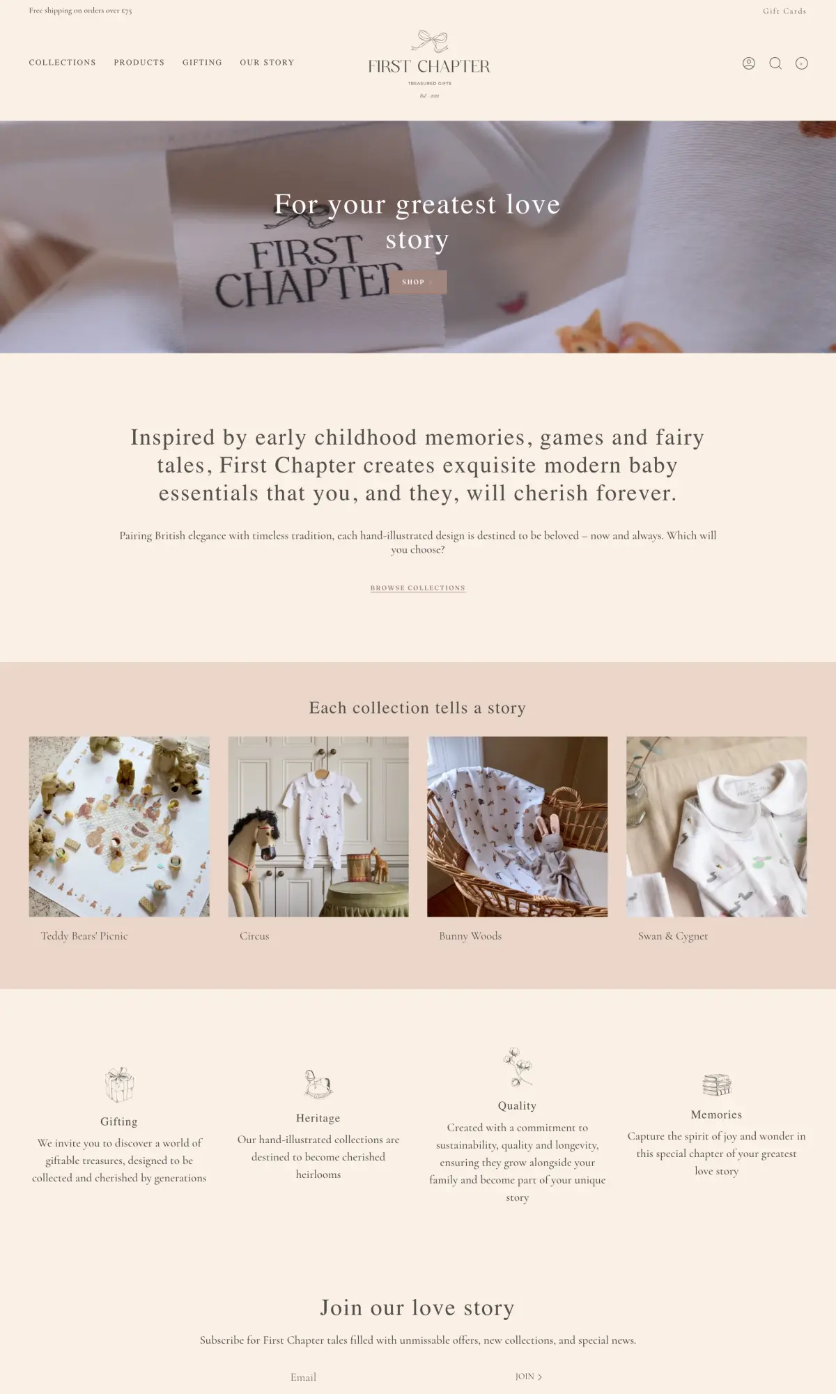 thefirstchapter.co.uk — the storefront, top of the homepage