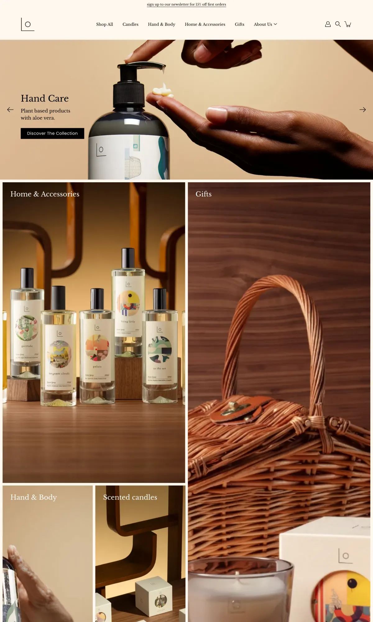 lo.studio — the storefront, top of the homepage