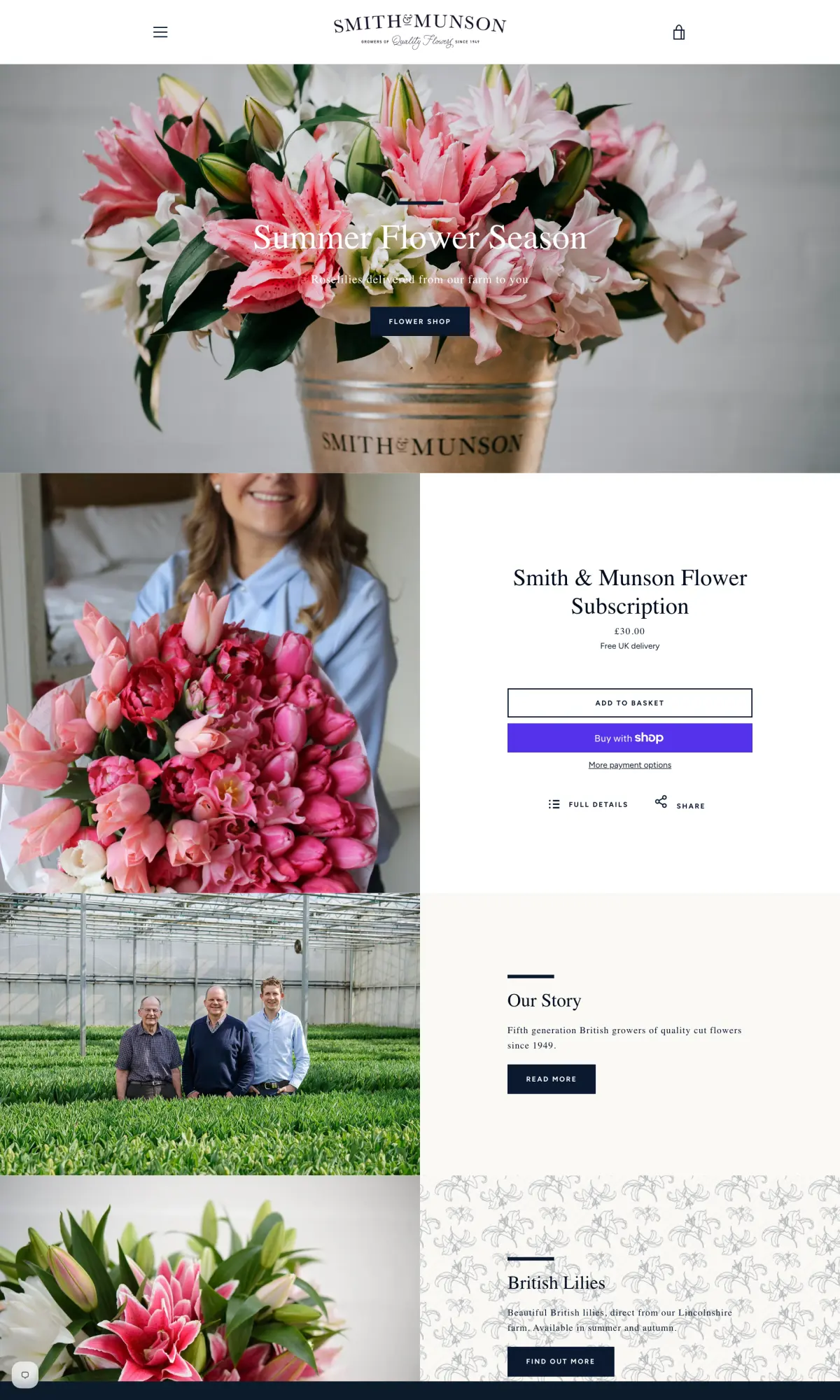 smithandmunson.com — the storefront, top of the homepage